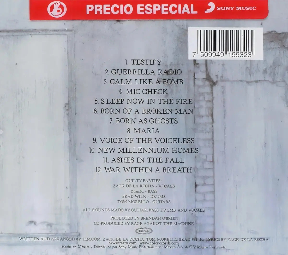CD Rage Against The Machine The Battle Of Los Angeles 12 Canciones