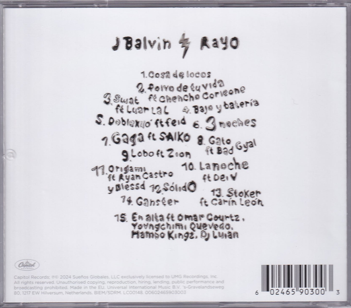 J Balvin Rayo Disco Cd