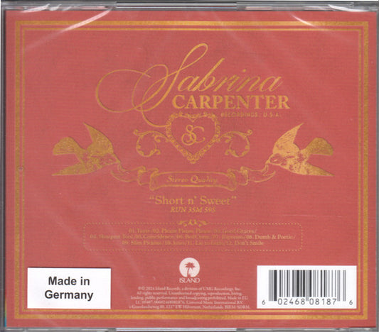 Sabrina Carpenter Short N' Sweet (x) Cover Disco Cd X Cd
