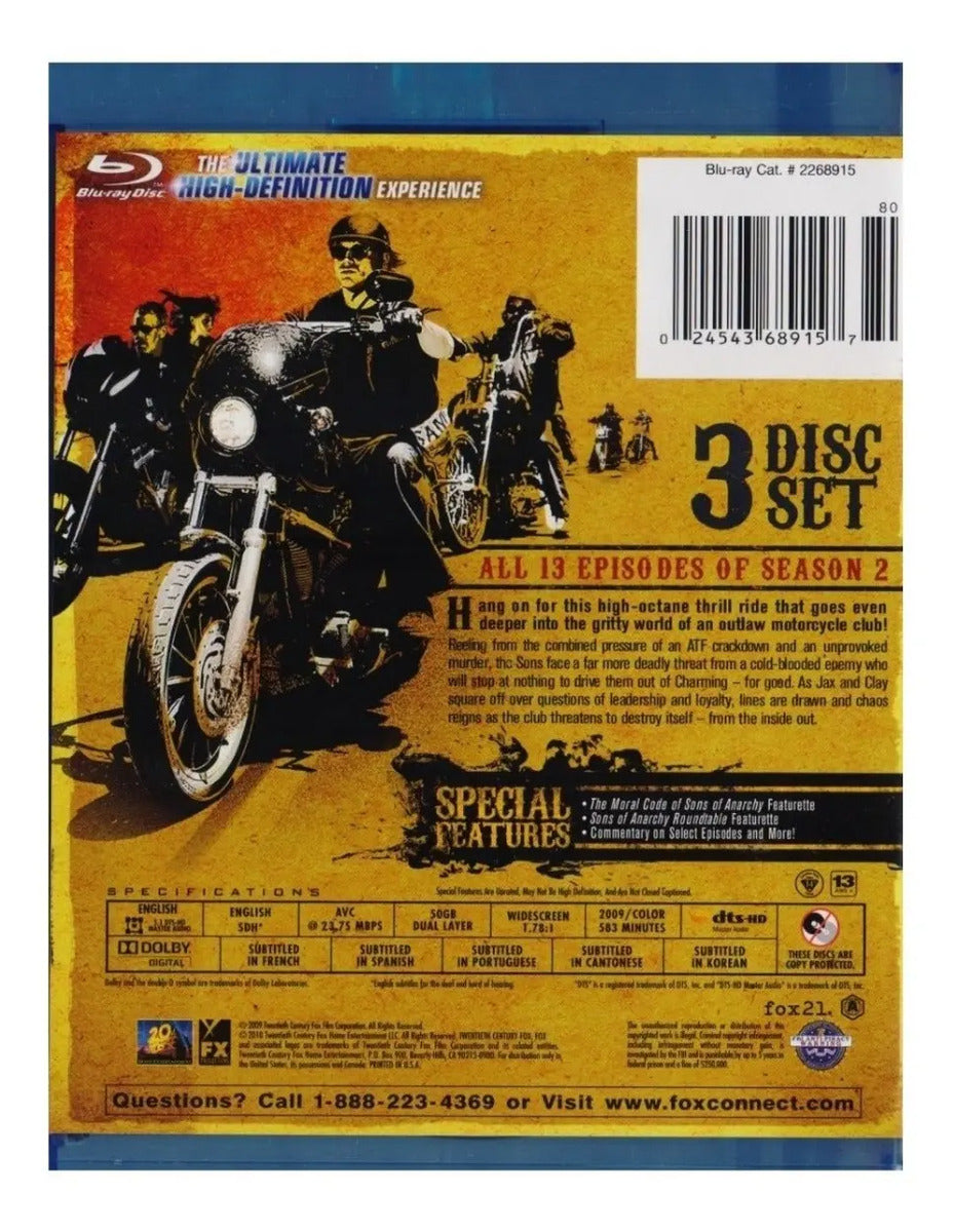 Sons Of Anarchy Hijos Anarquia Segunda Temporada 2 Blu-ray