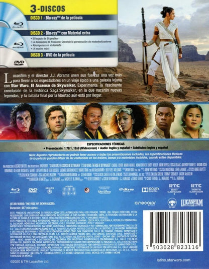 Star Wars 9 El Ascenso De Skywalker Blu-ray + Dvd + Bonus