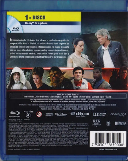 Star Wars Episodio 7 El Despertar De La Fuerza Blu-ray