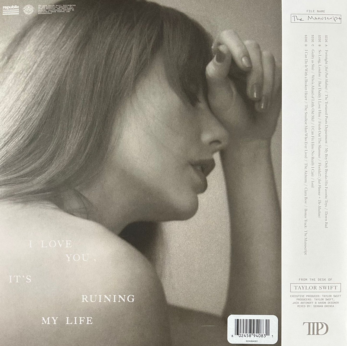 Taylor Swift Tortured Poets Department Clear 2 Lp Vinyl