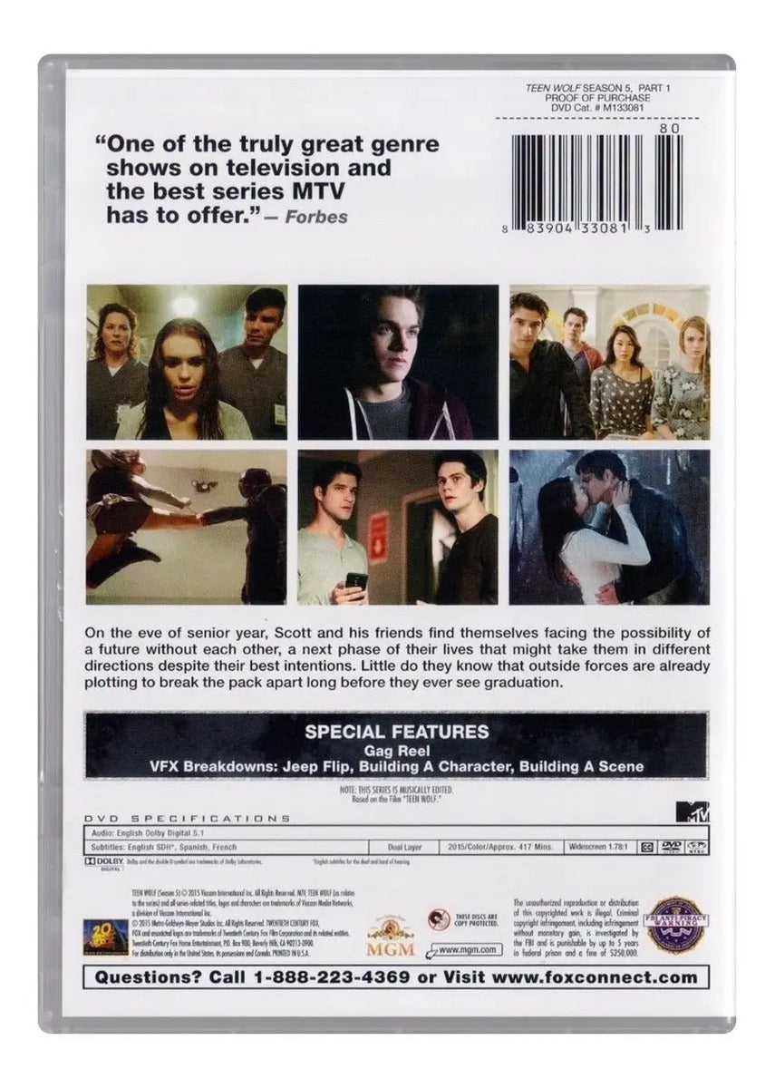 Teen Wolf Quinta Temporada 5 Cinco Parte 1 Uno Dvd