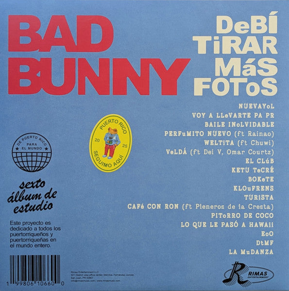 Debi Tirar Mas Fotos Bad Bunny 2 Lp Vinyl Opaque White Vinyl Edition