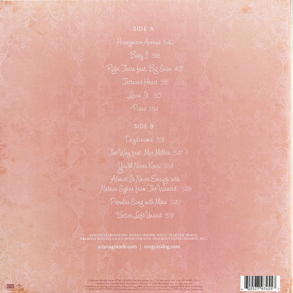 Ariana Grande Yours Truly Lp Vinyl Clear & White Swirl Repress