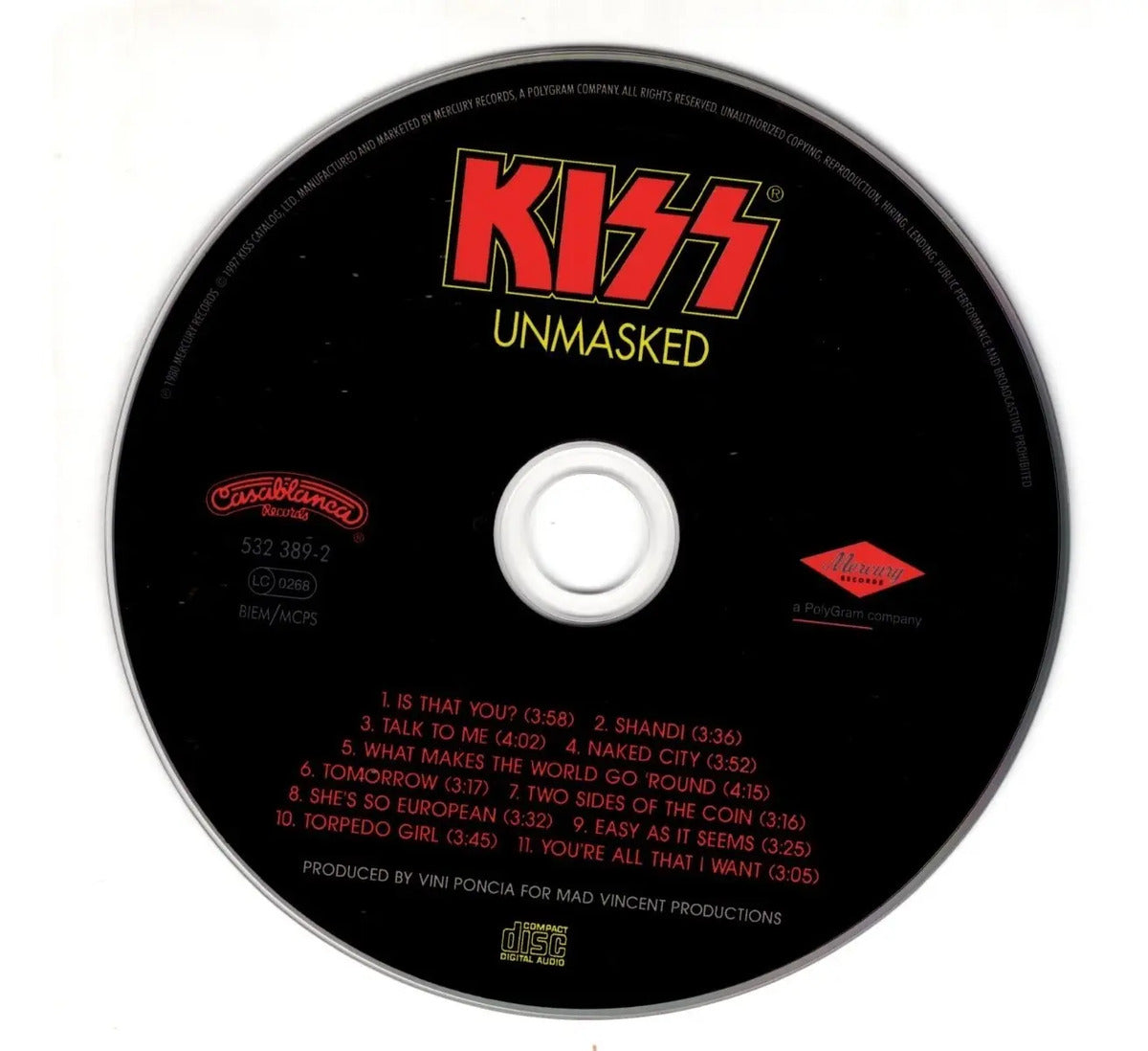 Kiss Unmasked Disco Cd (11 Canciones)